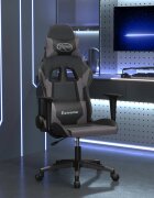 vidaXL Масажен гейминг стол черно и сиво изкуствена кожа