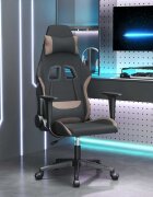 vidaXL Масажен гейминг стол черно и таупе плат