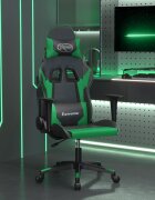 vidaXL Масажен гейминг стол черно и зелено изкуствена кожа