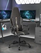 vidaXL Масажен гейминг стол камуфлаж и черно изкуствена кожа