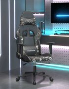 vidaXL Масажен гейминг стол с опора черно-камуфлаж изкуствена кожа