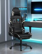 vidaXL Масажен гейминг стол с опора черно-камуфлаж изкуствена кожа