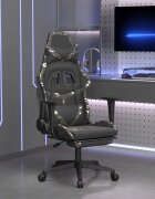 vidaXL Масажен гейминг стол с опора черно-камуфлаж изкуствена кожа