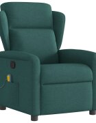vidaXL Масажен наклоняем стол тъмнозелен текстил