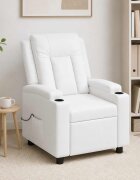 vidaXL Масажен стол реклайнер Бяло 75 x 95 x 100 cm Текстил
