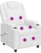 vidaXL Масажен стол реклайнер Бяло 75 x 95 x 106 см Текстил
