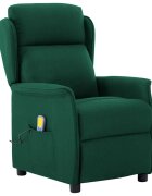 vidaXL Масажен стол Тъмен зелен 93.5 x 67.5 x 101.5 см текстил