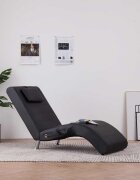 vidaXL Масажираща кушетка с възглавница черна изкуствена кожа