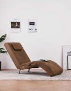 vidaXL Масажираща кушетка с възглавница кафява изкуствен велур