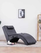vidaXL Масажираща кушетка с възглавница сива изкуствен велур