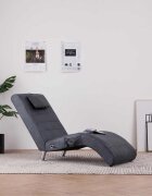 vidaXL Масажираща кушетка с възглавница сива изкуствен велур