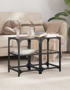 vidaXL Маси за кафе с черен стъклен плот 2 бр 30x30x45 см стомана