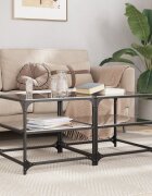 vidaXL Маси за кафе с черен стъклен плот 2 бр 50x50x45 см стомана