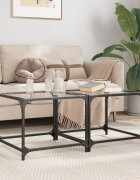 vidaXL Маси за кафе с прозрачен стъклен плот 2 бр 50x50x40 см стомана