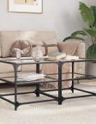 vidaXL Маси за кафе с прозрачен стъклен плот 2 бр 50x50x45 см стомана