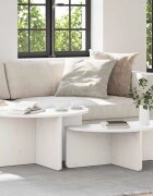 vidaXL Масичка за кафе 2 бр. Бяло 79 x 395 x 40 см Борово дърво масив