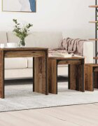 vidaXL Масичка за кафе 3 бр. Старо дърво 60 х 35 х 56 см
