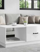 vidaXL Масичка за кафе Бял гланц 90 x 50 x 37 см Инженерна дървесина
