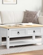 vidaXL Масичка за кафе Бяло 100 x 48 x 45 см Масивна борова дървесина
