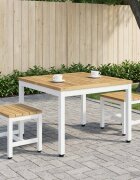vidaXL Масичка за кафе Бяло 60 x 605 x 36 см Солидно акациево дърво