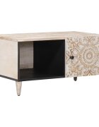 vidaXL Масичка за кафе Бяло 80 x 50 x 40 cm Солидно мангово дърво