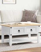 vidaXL Масичка за кафе Бяло 85 x 50 x 45 см Солидно борово дърво