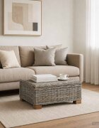 vidaXL Масичка за кафе GENDT Натурален ратан Кубу сив 67 x 60 x 30 см