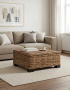 vidaXL Масичка за кафе GENDT Натурален ратан Натурално 67 x 60 x 30 см