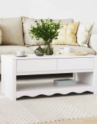 vidaXL Масичка за кафе с чекмедже Drammen Бяло 99 x 55 x 45 см