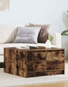 vidaXL Масичка за кафе с чекмеджета опушен дъб 705x70x40 см