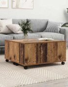 vidaXL Масичка за кафе Старо дърво 75 x 75 x 38 cm Инженерна дървесина