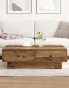 vidaXL Масичка за кафе Старо дърво 90 x 90 x 28 cm Инженерна дървесина