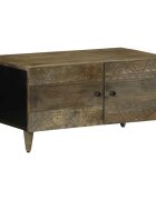 vidaXL Масичка за кафе Светло сиво 80x50x40 cm Масивна дървесина Манго