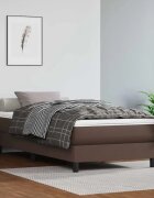 vidaXL Матрак с покет пружини средна твърдост кафяв 90x200x20 см изкуствена кожа