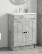 vidaXL Мебел под мивка за баня Бетонно сиво 56 x 375 x 81 см
