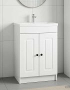 vidaXL Мебел под мивка за баня Бял гланц 56 x 375 x 81 см