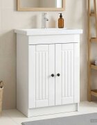 vidaXL Мебел под мивка за баня Бял гланц 56 x 375 x 81 см