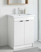 vidaXL Мебел под мивка за баня Бял гланц 56 x 375 x 81 см