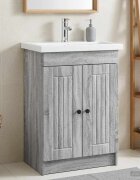 vidaXL Мебел под мивка за баня Сив Сонома 56 x 375 x 81 см
