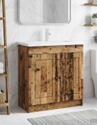 vidaXL Мебел под мивка за баня Старо дърво 785 x 375 x 81 см