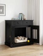 vidaXL Мебели за кучешка клетка Черен дъб 80 x 475 x 80 см