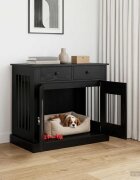vidaXL Мебели за кучешка клетка Черен дъб 90 x 475 x 80 см