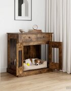 vidaXL Мебели за кучешка клетка Опушен дъб 80 x 475 x 80 см
