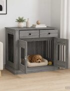 vidaXL Мебели за кучешка клетка Сив Сонома 90 x 475 x 80 см