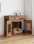 vidaXL Мебели за кучешка клетка Старо дърво 90 x 475 x 80 см