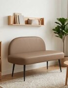 vidaXL Мек бенч с облегалка Капучино 110 x 60 x 76 cm Изкуствена