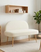 vidaXL Мек бенч с облегалка Кремаво 110 x 60 x 76 cm Кордюрова тъкан