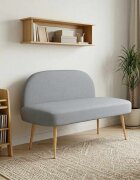 vidaXL Мек бенч с облегалка Светлосиво 110 x 60 x 76 cm Полиестер