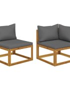 vidaXL Мека мебел от 2 части с тъмносиви възглавници масивна акация