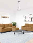 vidaXL Мека мебел от 3 части с възглавници и болстери кафяв кадифе